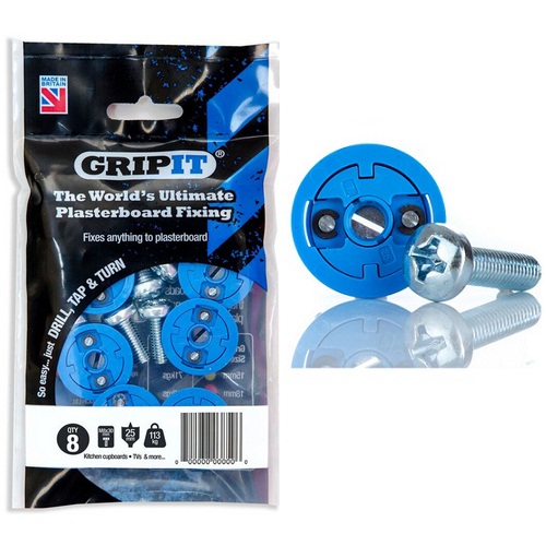 GripIt (252-308) 25mm Blue Plasterboard Fixing - Pack of 8