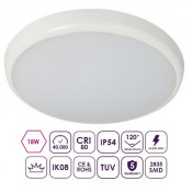 2D-4K-18SEN-AJ, Convex Shallow 18W Adjustable Microwave Sensor LED Bulkhead