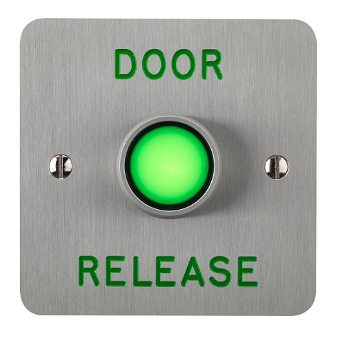 3E0650-1-E-DR, Illuminated Button Momentary 1 Gang SSS "Door Release"