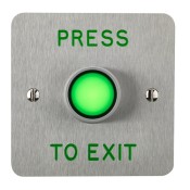 3E0650-1-E-PTE, Illuminated Button Momentary 1 Gang SSS "Press to Exit"
