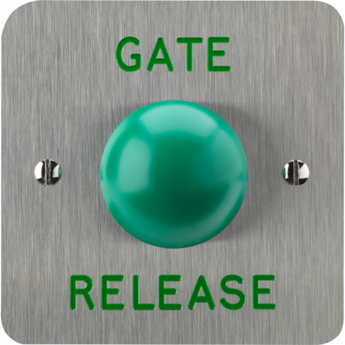 3E0657-1-E-GR, HIGH IMPACT PUSH BUTTON 1 Gang SSS Engraved "Gate Release"