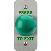 3E0657-1NS-E-PTE, HIGH IMPACT PUSH BUTTON Narrow Stile SSS Engraved "Press to Exit"