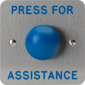 3E0657B-1-E-PFA, HIGH IMPACT PUSH BUTTON 1 Gang SSS Engraved "Press for Assistance"