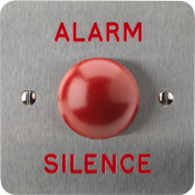3E0657R-1-E-AS, HIGH IMPACT PUSH BUTTON 1 Gang SSS Engraved "Alarm Silence"