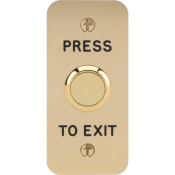 3E0658-4NS-E-PTE, VANDAL RESISTANT 19mm mount Narrow Stile 2mm Brass plate Engraved "Press to Exit"