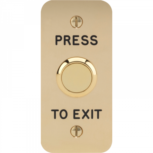 3E0658-4NS-E-PTE, VANDAL RESISTANT 19mm mount Narrow Stile 2mm Brass plate Engraved "Press to Exit"