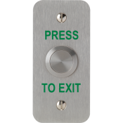 3E0658N-1NS-PTE, VANDAL RESISTANT BUTTON 19mm mount Narrow Stile SSS "Press to Exit"