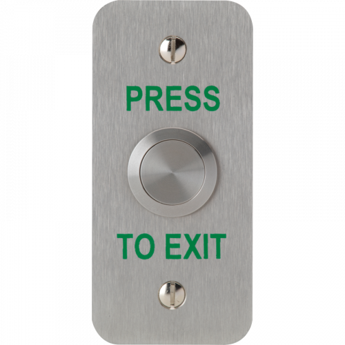 3E0658NDP-1NS-PTE, VANDAL RESISTANT BUTTON Narrow Stile SSS "Press to Exit"