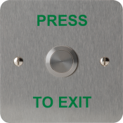 3E0658NDP-1PTE, VANDAL RESISTANT BUTTON 19mm mount 1 Gang SSS "Press to Exit"