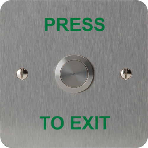 3E0658NDP-1PTE, VANDAL RESISTANT BUTTON 19mm mount 1 Gang SSS "Press to Exit"
