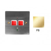 3EDPPB/PB, Dual Push Panic Button, 1 Gang, Mirror Polished Brass