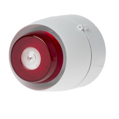 511-203, VTB Ceiling Sounder, Beacon Shallow Base, White Body, Red Flash