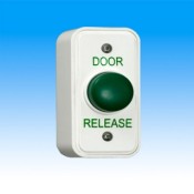 EBGB05P/DR, Green Domed Button Architrave Plate c/w White Back Box - Door Release