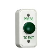 EBGB05P/PTE, Green Domed Button Architrave Plate c/w White Back Box - Press To Exit