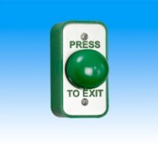 EBGB/AP/PTE, Architrave S/S Plate & Large Green Dome Button - Press To Exit