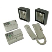 Videx, 8K12E, Flush 2 Entrance 1 Button Audio Kit includes 2 Intercoms & 2 Call Push Button Speaker Unit, 3011 Telephone with PSU [8000 series]