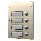 Videx, 8844, 8000 Series 4 Call Buttons with Back Lit Name Plates Module in Stainless Steel or Aluminium Finish
