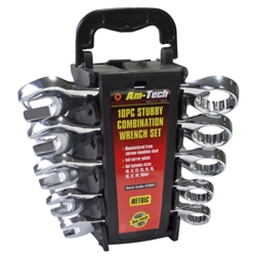 Am-Tech (K2001) 10pc STUBBY COMBINATION WRENCH SET