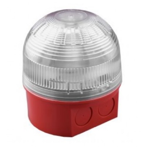 Klaxon, PSB-0077, Sonos LED Beacon Clear Lens/Red Deep Base (17-60V)