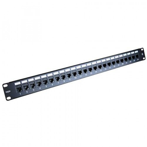 Excel (100-309) Cat 5e Unscreened Through Coupler Patch Panel 24 Port - Black