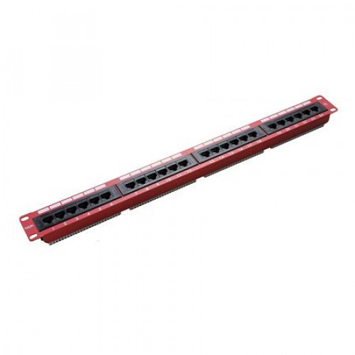 Excel (100-451) Category 5e Unscreened Patch Panel 24 Port 1U - Red