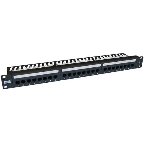 Excel Plus (100-490) Cat 5e Unscreened Right Angle Patch Panel 24 Port 1U - Black