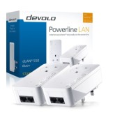 Devolo dLAN 550 Duo+Powerline Starter Kit (2 LAN Ports, Pass Through, 500 Mbps)