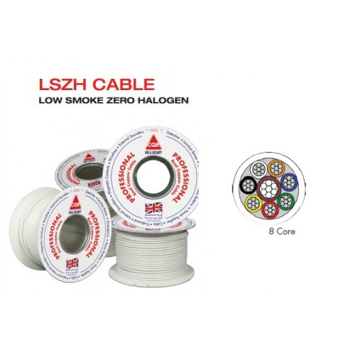 CQR 8 Core White Cable Type 1 with LSZH Sheath - 100m Reel (CAB8HF/WH/100)