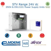 STV2401-T, 24V d.c. PSU (27.6V) 1.2Amp to load + 0.3A battery charging 'T' Box: 300h x 240w x 63d - Hinge lid