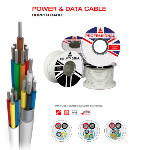 CABS6/WH/100/PD, 2+4C 0.5 Power & Data Tin Strand Copper 100m Reel