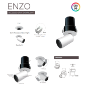Save Light (ENZO-5W-4K) ENZO LED 5W Recessed Spot Downlight, Cutout 50mm, Dia 83x55mm IP44 4000K, 430lm, CRI:>90 with Extra Black Insert Ring