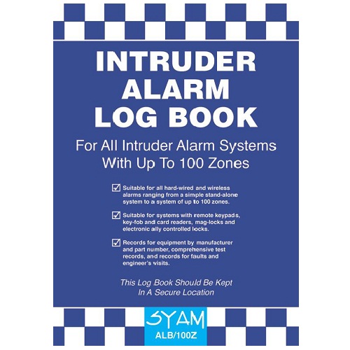 SYAM (ALB/100Z) Intruder Alarm Log Book, A4 Format