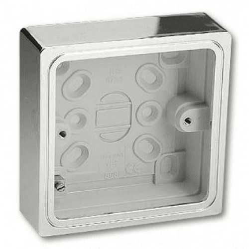 AMS-EBIR-BOX, 28mm Chrome Plated  Plastic Surface Mount Box for AMS-EBIR3-RG