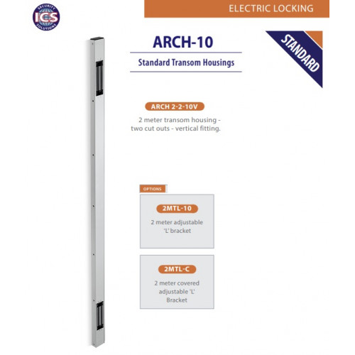 ICS (ARCH2/2/10V) STANDARD TRANSOM HOUSING 2M, Vertical fitting Aluminium Holding force 1200lbs