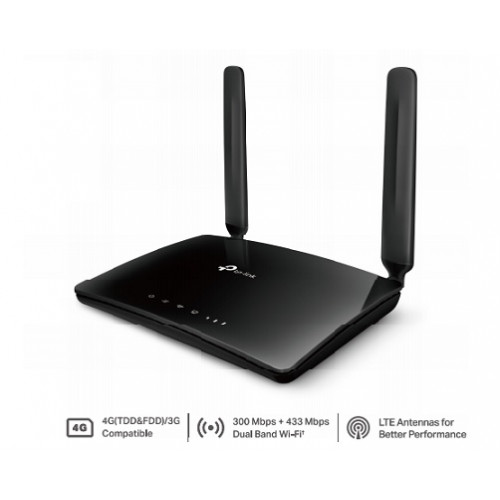 TP-Link (Archer), MR200, AC750 Wireless Dual Band 4G LTE Router