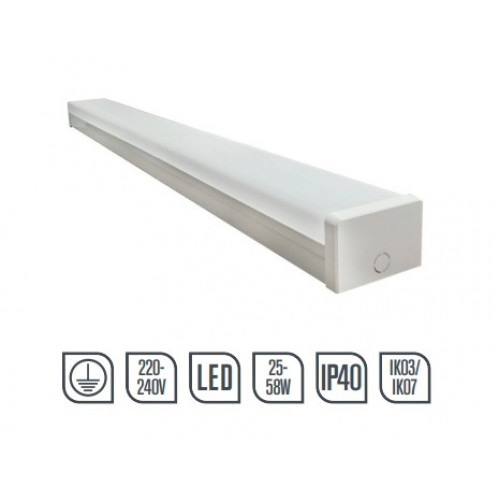 BF530WE-1, Batten LED Single 24W 1532mm 4100K Smooth Opal Diff 3 Hr Em