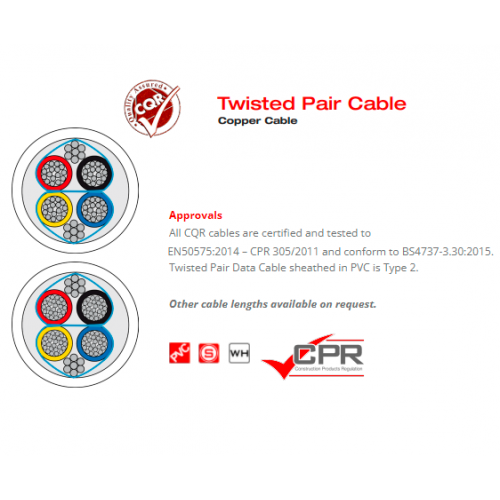 CAB4/WH/100/TP, 24x0.2mm 4C WH Twisted Pairs Copr Pl 100m Reel