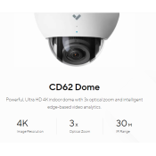 CD62-30-HW, Verkada CD62 Indoor Dome Camera, 4K, Zoom Lens, 512GB of Storage, Maximum 30 Days of Retention
