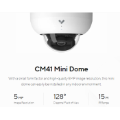 CM41-120-HW, Verkada CM41 Indoor Mini Dome Camera, 5MP, Fixed Lens, 512GB of Storage, Maximum 120 Days of Retention