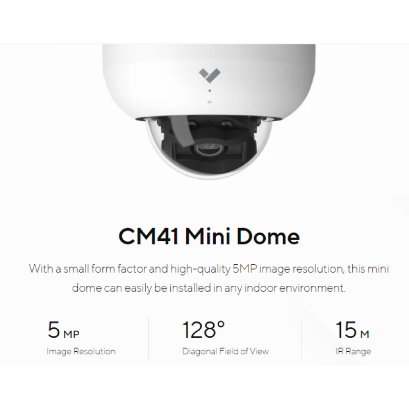 CM41120HW, Verkada CM41 Indoor Mini Dome Camera, 5MP, Fixed Lens