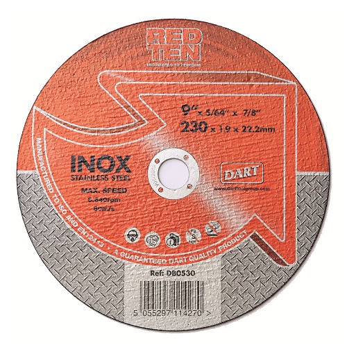 DART (DB0510) Red Ten SS/Inox Abrasive Disk - 115x1x22.2mm