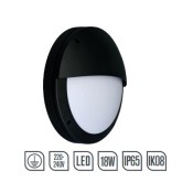 DBRE18E, Diecast LED Bulkhead 18w Round Eyelid Black/Opal Emerg 4000K