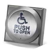 ICS, DDA900-ALU-1, 4" Button Disabled Logo and Push to Open - Stainless Steel