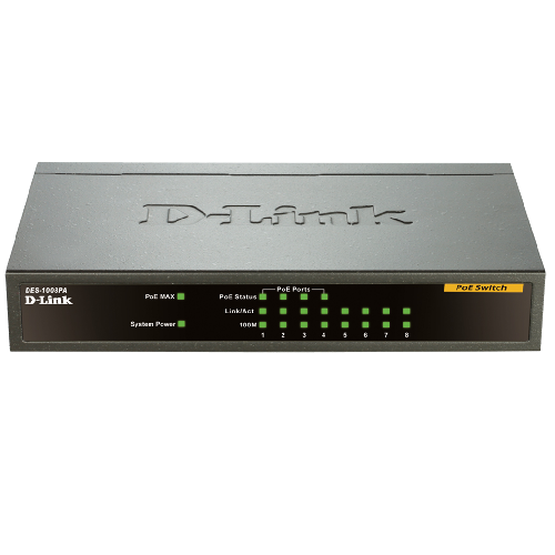 D-Link,DES-1008PA, 8-port 10/100 Desktop Switch with 4 PoE Ports