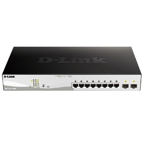 D-Link, DGS-1210-10MP,10Port GB PoE+ Smart Managed W/ 2 SFP Ports PoE