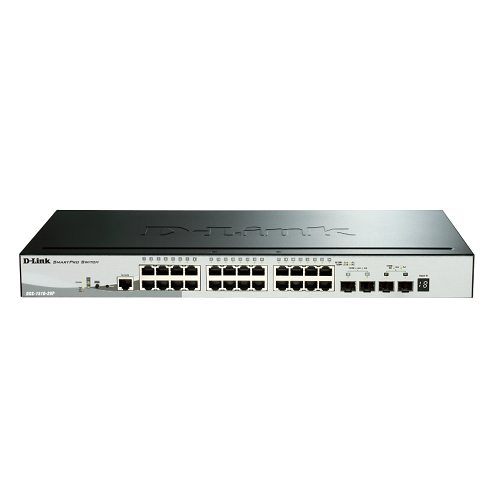 D-Link, DGS-1510-28P, 28-Port Gb Stackable PoE Smart SW - 2 10G + 2 SFP