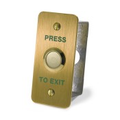 ICS, DRB002NF-B-PTE, Brass Narrow Flush Exit Button - Press To Exit