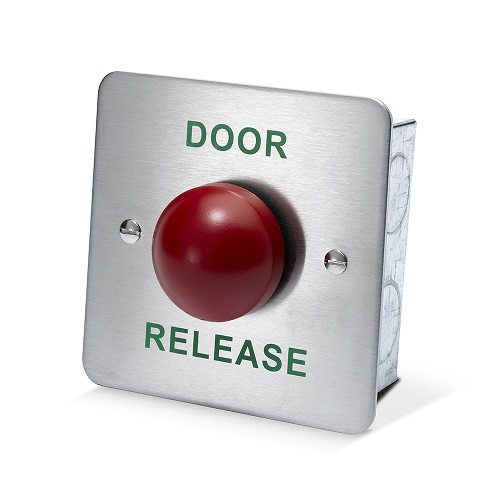 ICS, DRB010F-DR, Red Dome S/S Plate Exit Button - Door Release