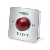 ICS, DRB010F-PTE, Red Dome S/S Plate Exit Button - Press To Exit