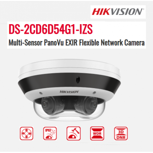 DS-2CD6D54G1-IZS, 5MP Quad-Directional Varifocal PanoVu Camera, 2.8-8mm lens